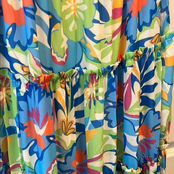 Flying Tomato Floral Maxi Dress - Blue, Green, Orange - Picture 5 of 12